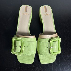Sam Edelman Womens Size 9M Deacon Bead Slide Mule Sandals Pearl Linen Green NEW
